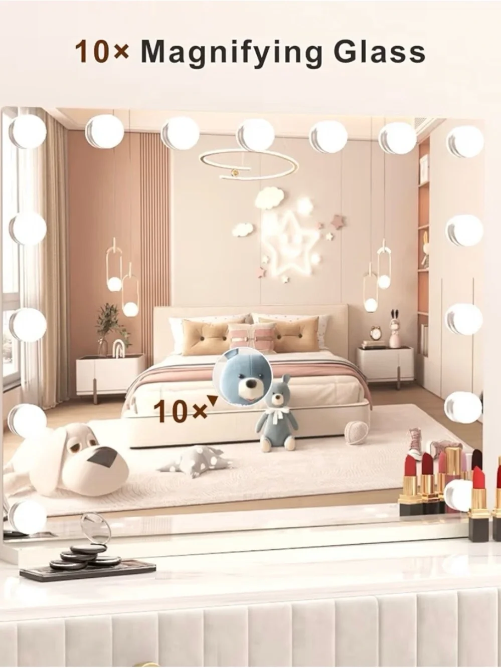 LED Hollywood Vanity Mirror with Built-In USB - White